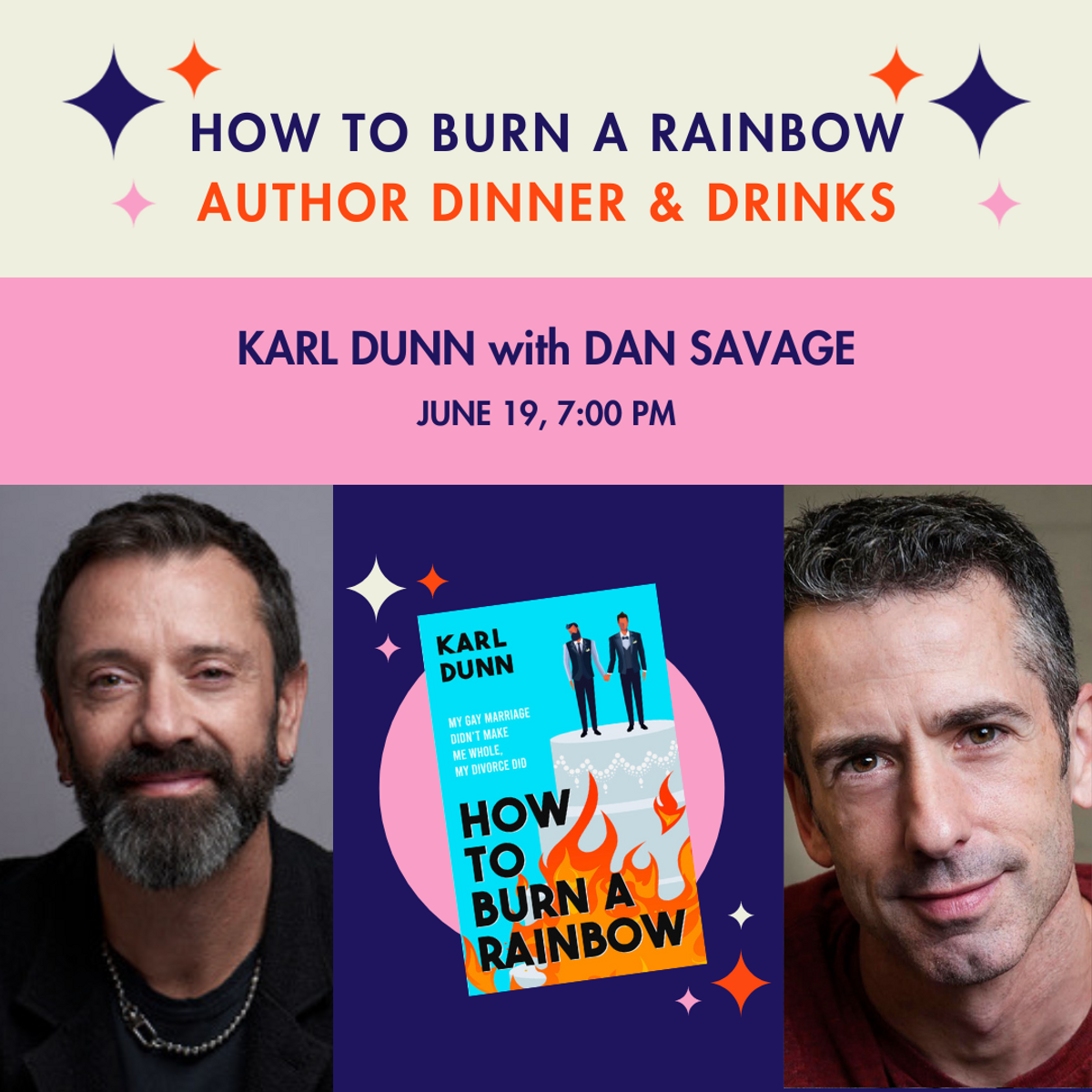 Dinner and Drinks with Karl Dunn and Dan Savage at Kamp Social House in  Seattle, WA - Wednesday, June 19 - EverOut Seattle