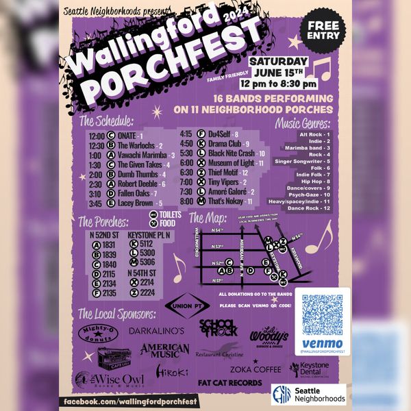 Wallingford Porchfest at Wallingford in Seattle, WA Saturday, June 15