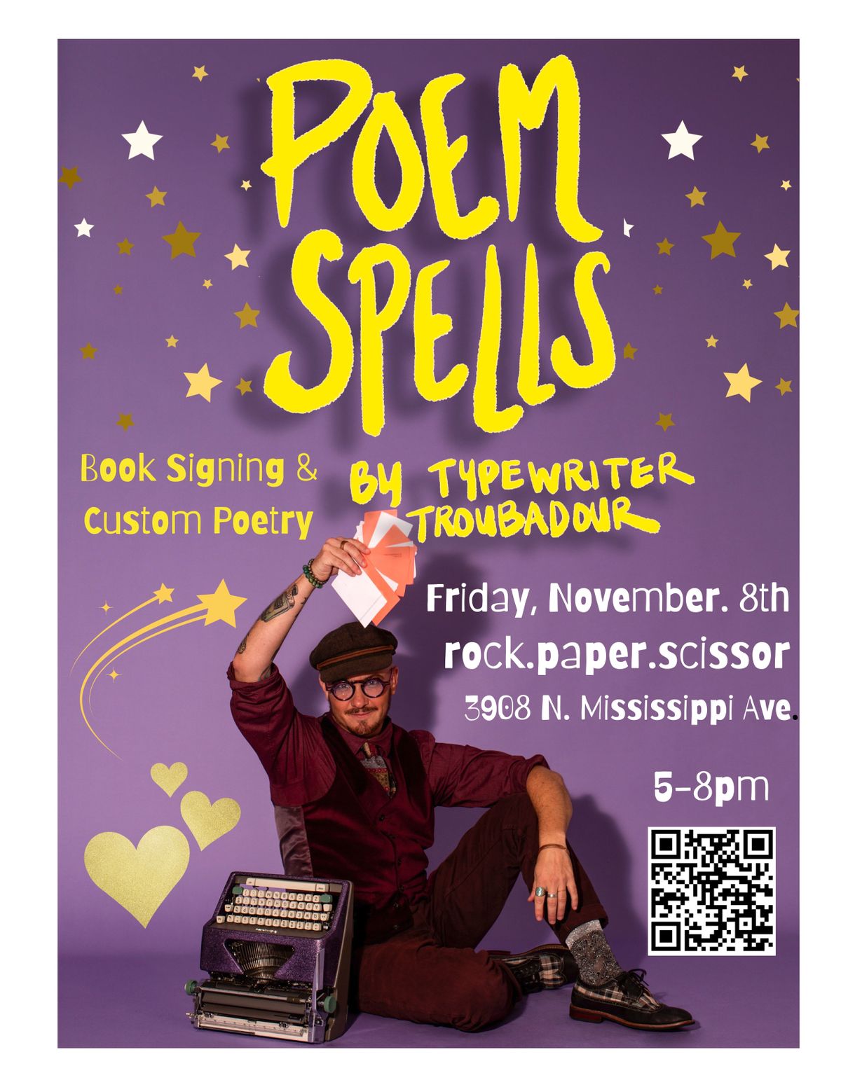 Typewriter Troubadour POEM SPELLS Book Pre-Release at Rock Paper ...